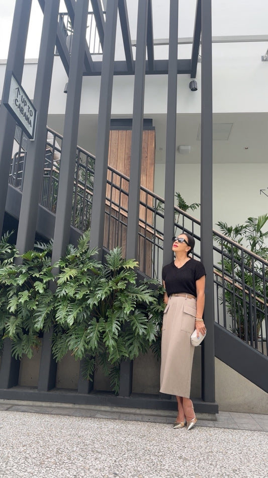 Pocket Midi Skirt with Belt