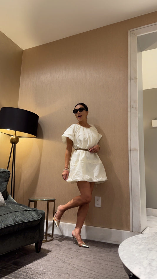 Champagne Balloon Dress (Belt not included)