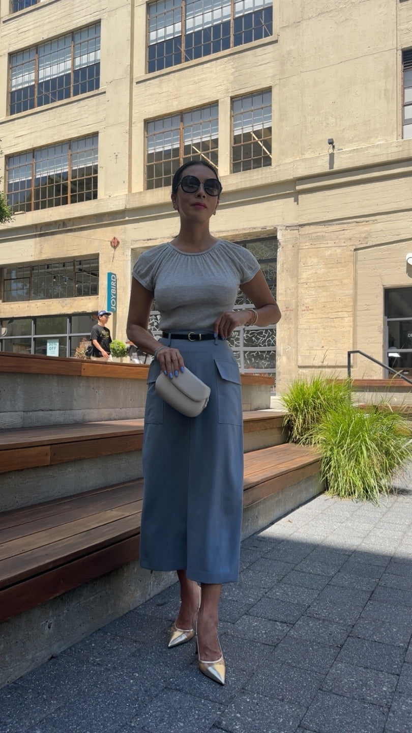 Pocket Midi Skirt with Belt