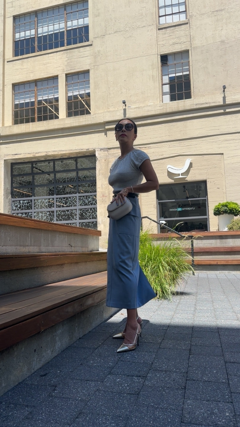 Pocket Midi Skirt with Belt