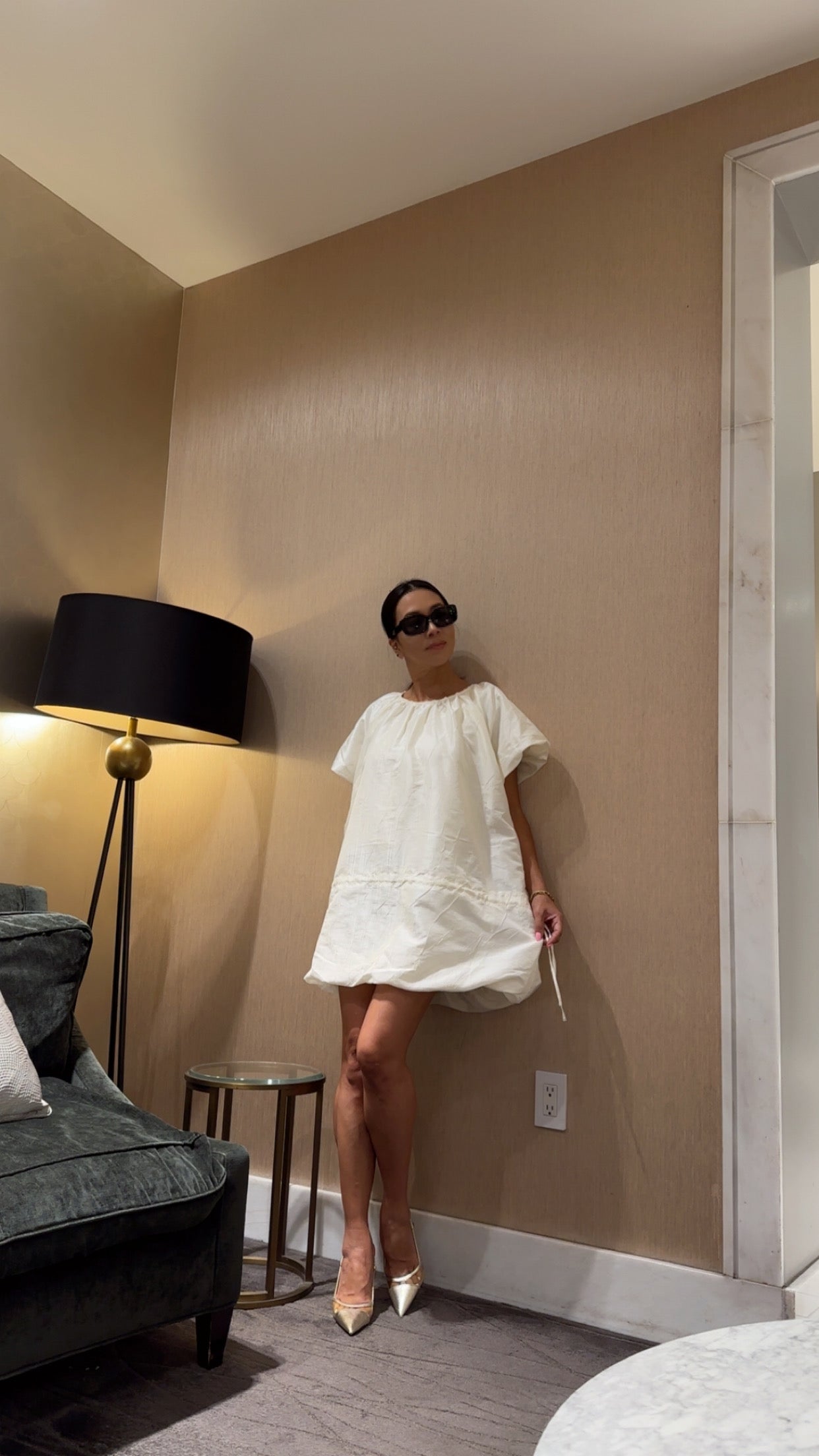 Champagne Balloon Dress (Belt not included)