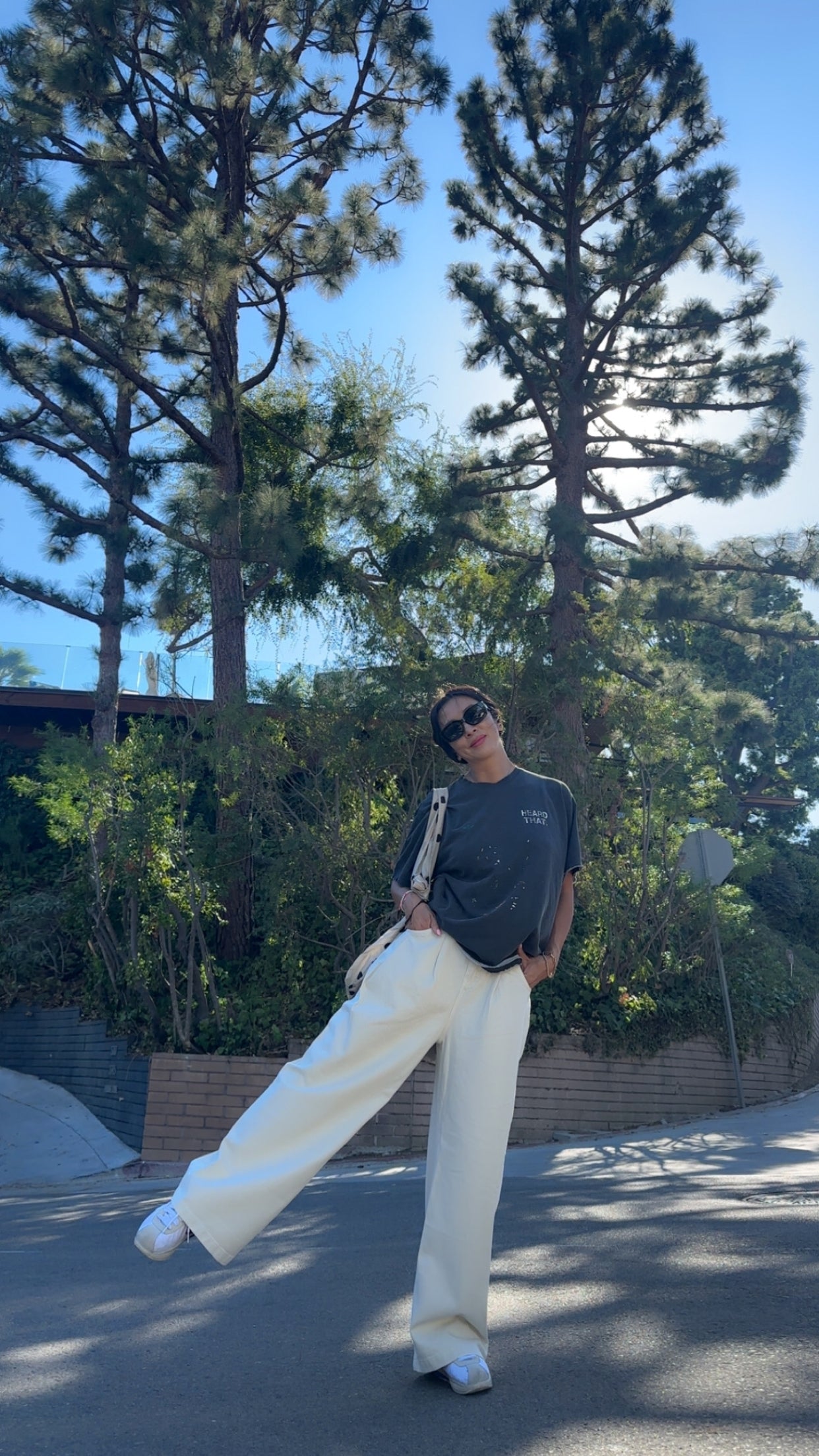 Adriana Denim Wide Pants (*Belt not included)