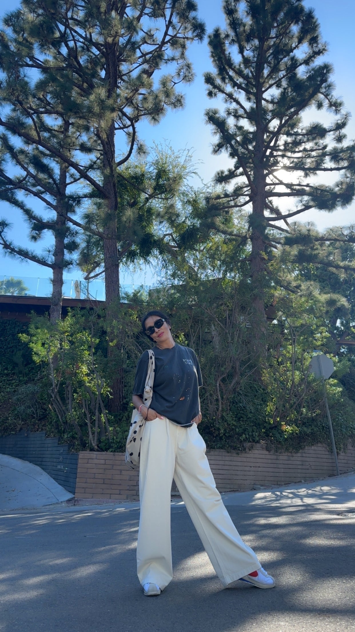 Adriana Denim Wide Pants (*Belt not included)