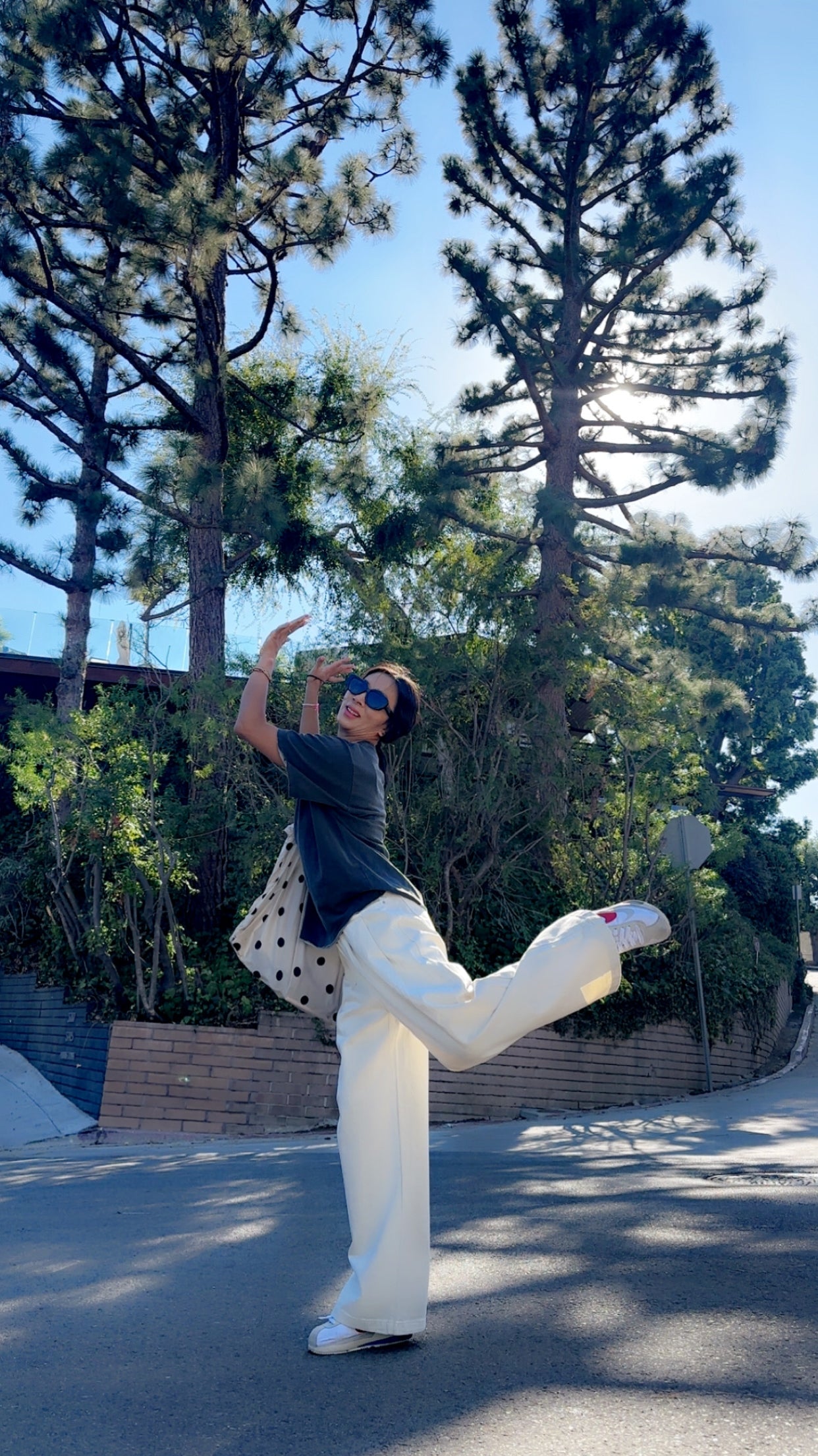 Adriana Denim Wide Pants (*Belt not included)